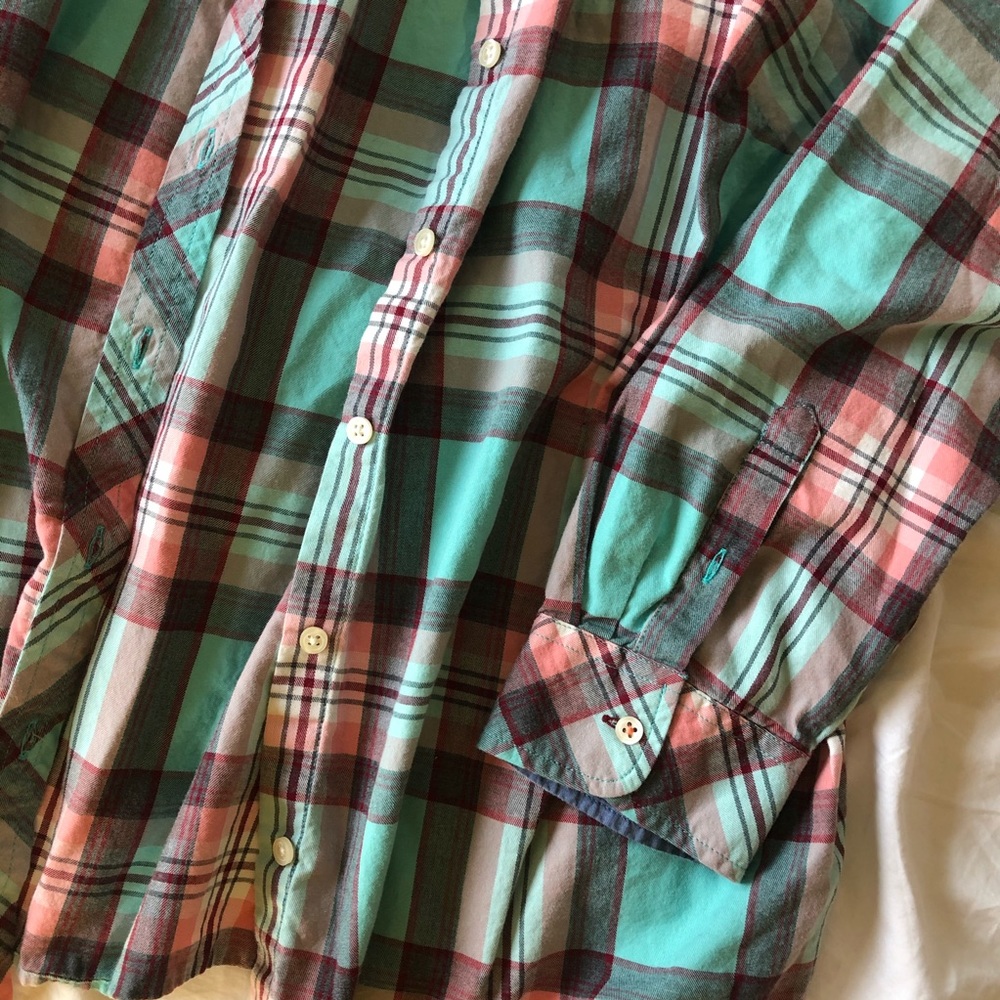 NWOT Talbots Spring Fever Cotton Plaid Button Up